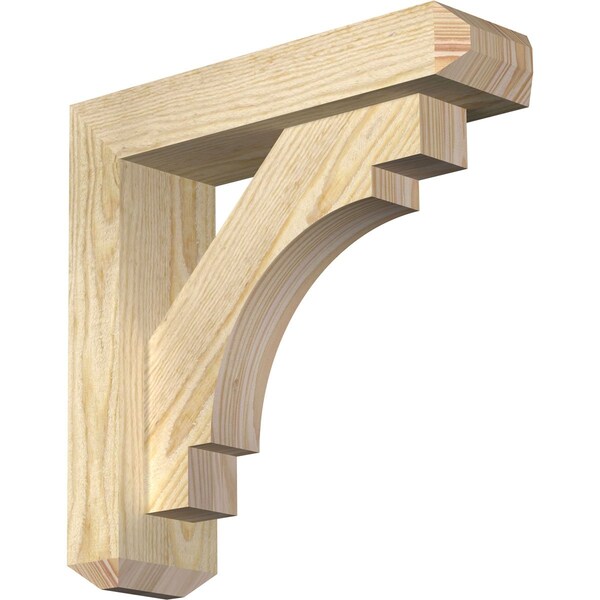Ekena Millwork Merced Craftsman Rough Sawn Bracket w/ Offset Brace, Douglas Fir, 4"W x 14"D x 14"H BKT0402X14X14MRC04RDF - main